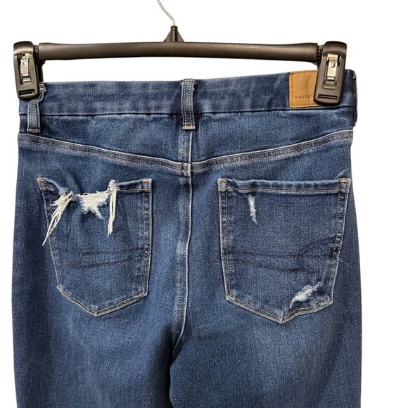 American Eagle Womens Curvy High-Waisted Distressed Jeggings Skinny Dark Wash 6 - Picture 7 of 9